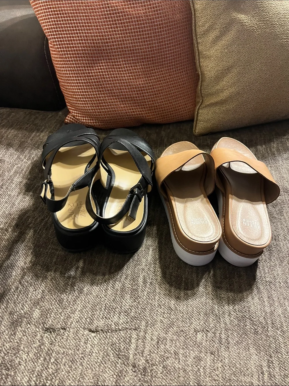 Bundle alert! Naturalizer Black Sandals & Eileen Fisher Tan Slide Sandals
